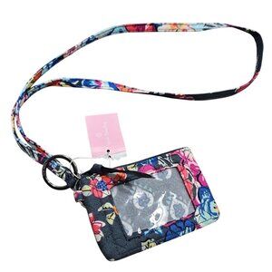 Vera Bradley NWT Wristlet Floral ID Card Holder Lanyard Multicolor Zip Pouch